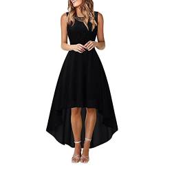 Damen Abendkleider Elegant Ärmellos Hochzeit Lang Partykleid Mädchen Chiffon ärmellos Vorne Kurz Hinten Lang Unregelmäßig Ballkleid Brautjungfernkleider Maxikleider Cocktailkleid Spitzen Party Kleider von BOTCAM