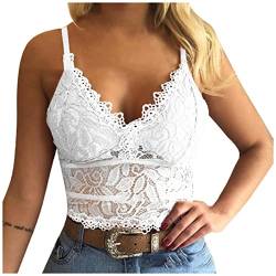 Damen BHS Ohne Buegel Push Up Yoga Spitze BH Bra Top Bralette Gepolstert Sport Bustier V-Ausschnitt Spaghettiträger Bra Top Crop Top Weste Dessous Komfort Leibchen Camisole Unterwäsche Tank Tops von BOTCAM