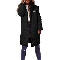 Damen Daunenjacke Lang Mantel Steppmantel Wintermantel Mit Kapuze Winter Warm Winddicht Jacke Outdoorjacke Steppjacke Steppmantel Leicht Bequem Longmantel Kapuzenjacke mit Taschen Damenmantel von BOTCAM