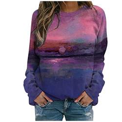 Damen Pullover Sweatshirt Langarm Shirt 3D Bunt Druck Oberteile Rundhals Damenblusen Langarmshirt T-Shirt Pulli Mode Sweatshirt Casual Oberteile Tops Frühling und Herbst Lose Bequem Langarmshirt von BOTCAM