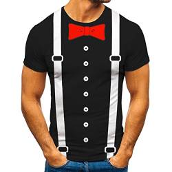 Herren Fun-Shirt mit Anzug Schlips Krawatte Aufgedruckt, Gefälschter Zweiteiliger Druck T-Shirt Kurzarm Rundhals Hippie Tee Shirt Slim Fit Muskelshirt Crew Neck Kurzarmshirt Streetwear von BOTCAM