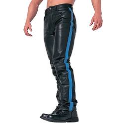 Herren Slim Fit Hose aus PU Leder Elastisch Bikerhose Lederjeans Lange Retro Gothic Slim Herren Hosen Hose Winter Herbst Punk Casual Herren Pants Lederhose Herren Motorrad Lederhose Herren Freizeit von BOTCAM