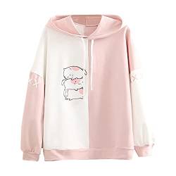 Kawaii Hoodie für Teenager Mädchen Kapuzenpullover Süßer Cartoon Hoodies Bequem Casual Pulli Pullover mit Kapuze Langarm Sweatshirt Kawaii Katze Pullover Outwear Casual Oberteile Tops von BOTCAM