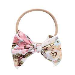 Kleinkind Baby Mädchen Blumendruck Stirnband Bowknot elastisches Haarband für Kleinkinder Haargummis Damen Dickes Haar (Pink, One Size) von BOTCAM