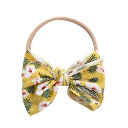 Kleinkind Baby Mädchen Blumendruck Stirnband Bowknot elastisches Haarband für Kleinkinder Haargummis Damen Dickes Haar (Yellow, One Size) von BOTCAM