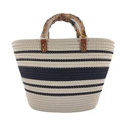 Kosmetik Taschen Damen 2023 New Cabbage Basket Woven Bag Strandtasche French Antique Handheld Cotton Thread Woven Bag Schwarze Taschen (Beige, One Size) von BOTCAM
