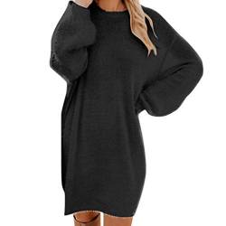 Pulloverkleid Damen Lang Elegant Oversize Frauen Einfarbig Rundhals Langarm Herbst Winter Warm Strickkleider Für Damen Knielang Lose Freizeitkleid GroßE GrößE Blusenkleid Winterkleid Sweatshirt von BOTCAM