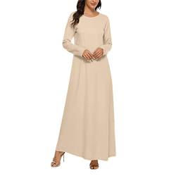 Schöne Kleider Damen Festlich Kleid Lange Solide Islamische Muslimische Kleid Ärmel Damen Abaya Unterkleid Lässiges Damen Freizeitkleid Damen Kostüm Kleid von BOTCAM