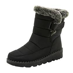 Schuhe Für Orthopädische Einlagen Geeignet Damen Mode Frauen Winter Wasserdicht Flache Hakenschlaufe Halten Warm Schnee Stiefel Bequeme Mittlere Stiefel Schuhe Compatible with Motorrad (Black, 37) von BOTCAM