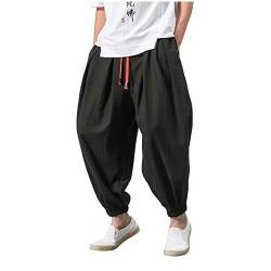 Sommerhose Herren Baggy Haremshose Japanisch Einfarbige Freizeithose aus Baumwolle und Leinen Loose Casual Heimhose Lang Leichte Atmungsaktiv Pluderhose Übergroße, M-3XL… von BOTCAM