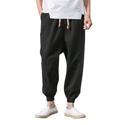 Sommerhose Herren Baggy Haremshose Japanisch Einfarbige Freizeithose aus Baumwolle und Leinen Loose Casual Heimhose Lang Leichte Atmungsaktiv Pluderhose Übergroße, M-3XL… von BOTCAM