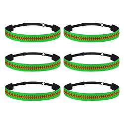 Stück Kinder-Sport-Haarbänder, Baseball-Druck-Stirnband, Softball, rutschfeste, verstellbare Haarbänder, Haar-Accessoires Stirnband Sommer Damen (Green, One Size) von BOTCAM