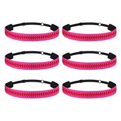 Stück Kinder-Sport-Haarbänder, Baseball-Druck-Stirnband, Softball, rutschfeste, verstellbare Haarbänder, Haar-Accessoires Stirnband Sommer Damen (Hot Pink, One Size) von BOTCAM