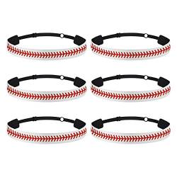 Stück Kinder-Sport-Haarbänder, Baseball-Druck-Stirnband, Softball, rutschfeste, verstellbare Haarbänder, Haar-Accessoires Stirnband Sommer Damen (White, One Size) von BOTCAM