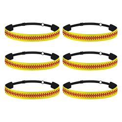 Stück Kinder-Sport-Haarbänder, Baseball-Druck-Stirnband, Softball, rutschfeste, verstellbare Haarbänder, Haar-Accessoires Stirnband Sommer Damen (Yellow, One Size) von BOTCAM