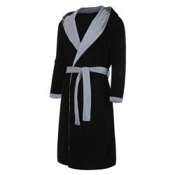 Verlängerter Shawl Bademantel Robe Home Männerkleidung Plüsch Winter Long Herren Damenbluse Kleid Bauch Kaschieren Damen (Black, XXXL) von BOTCAM