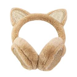 Winterwarme Ohrenschützer sind weich und warm gestrickte Plüsch-Ohrenschützer können verwendet werden, um die kalten Ohrenschützer zu ironisieren Ohrenwärmer Damen Fahrradhelm (Khaki, One Size) von BOTCAM