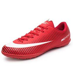 BOTEMAN Fußballschuhe Herren Spikes Cleats Trainingsschuhe Kinder Beruf Jugendliche Outdoor Football Athletics Sportschuhe Unisex,Rot,43 EU von BOTEMAN