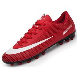 BOTEMAN Fußballschuhe Herren Stollen Cleats Trainingsschuhe Spikes Professionelle Fussballschuhe Kinder FG/AG Fußballschuhe Unisex,Rot,44 EU von BOTEMAN