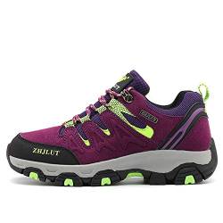 BOTEMAN Herren Damen Wanderschuhe Trekking Schuhe Outdoor Anti-Rutsch Wanderstiefel atmungsaktiv Wandern Hiking Sneaker,Violett,36 EU von BOTEMAN