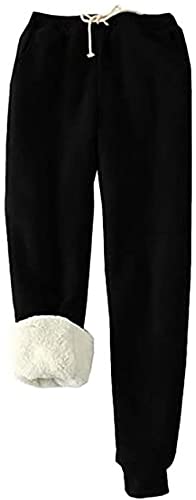 Damen-Wanderhose mit Fleece-Futter, Jogger, hohe Taille, Wasserabweisende Jogginghose, thermische Winter-Skihose (Color : Black, Size : 4XL) von BOTIZR