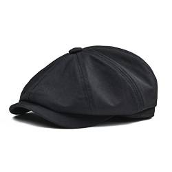 BOTVELA Herren 8 Stück Nachrichten Flatcap 100% Baumwolle Gatsby Ivy Golf Cabbie Hut Mittel Schwarz von BOTVELA