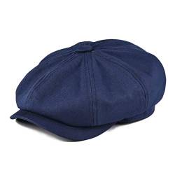 BOTVELA Herren 8 Stück Newsboy Flat Cap 100% Baumwolle Gatsby Ivy Golf Cabbie Hat Gr. Small, navy von BOTVELA