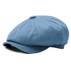 BOTVELA Herren 8 Stück Newsboy Flat Cap 100% Baumwolle Gatsby Ivy Golf Cabbie Hut, hellblau, 63 EU von BOTVELA