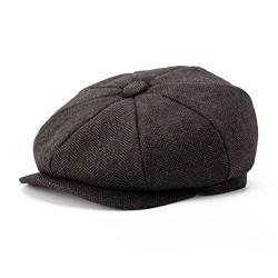 BOTVELA Herren 8 stück Wollmischung Ballon- Flatcap fischgrätmuster in Classic 5 Farben Large Kaffee von BOTVELA