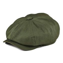 BOTVELA Herren 8-teilige Newsboy Flat Cap 100% Baumwolle Gatsby Ivy Golf Cabbie Hut, armee-grün, 57 EU von BOTVELA