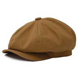 BOTVELA Herren 8-teilige Newsboy Flat Cap 100% Baumwolle Gatsby Ivy Golf Cabbie Hut, braun, 57 EU von BOTVELA