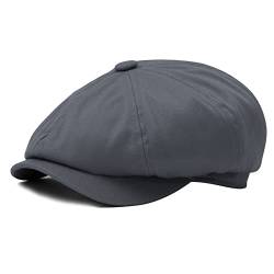 BOTVELA Herren 8-teilige Newsboy Flat Cap 100% Baumwolle Gatsby Ivy Golf Cabbie Hut, dunkelgrau, 57 EU von BOTVELA