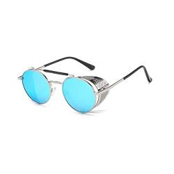 BOUACOUA Runde Sonnenbrille Retro Vintage Herren Damen Steampunk Sonnenbrille mit Metallrahmen von BOUACOUA