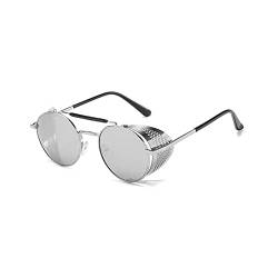 BOUACOUA Runde Sonnenbrille Retro Vintage Herren Damen Steampunk Sonnenbrille mit Metallrahmen von BOUACOUA