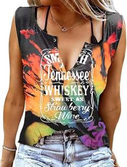 Damen Tank Top Sommer Smooth As Tennessee Whiskey Shirt Ärmellose Basic T Shirt Sexy V-Ausschnitt Weste Tunika Blusentop(2XL, Mehrfarbig) von BOUTIKOME