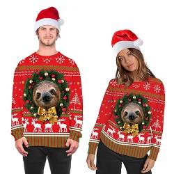 BOUTIKS Sweatshirt Weihnachten Rundhalsausschnitt 3D Gedruckte Hässliche Tier Xmas Pullover Sweatshirt Unisex für Damen und Herren von BOUTIKS