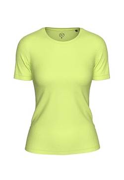BOVIVA 10100 Damen Basic Rundhals (Round-Neck) Kurzarm T-Shirt/Jersey Tshirt Oberteile, Basics und Shirts aus Baumwolle einfarbig für den Sommer Venus Citron,44 von BOVIVA