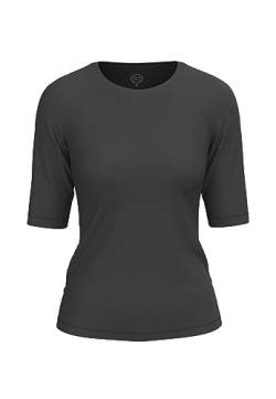 BOVIVA 10102 Damen Basic Rundhals (Round-Neck) Halbarm Kurzarm T-Shirt/Jersey Tshirt Oberteile, Basics und Shirts aus Baumwolle in Unifarben für den Sommer Venus Black,38 von BOVIVA