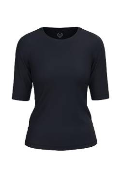 BOVIVA 10102 Damen Basic Rundhals (Round-Neck) Halbarm Kurzarm T-Shirt/Jersey Tshirt Oberteile, Basics und Shirts aus Baumwolle in Unifarben für den Sommer Venus Marine Classic,44 von BOVIVA