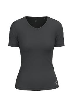 BOVIVA 20100 Damen Basic V-Ausschnitt V Ausschnitt Neck Kurzarm T-Shirt/Jersey Tshirt Oberteile, Basics und Shirts aus Baumwolle einfarbig für den Sommer Venus Black,38 von BOVIVA