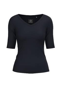 BOVIVA 23102 Premium Damen Basic V-Ausschnitt V Ausschnitt Neck Kurzarm T-Shirt (Tshirt) /Jersey Oberteile, Basics und Shirts aus Baumwolle in Unifarben Premium Marine Classic,38 von BOVIVA
