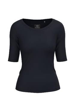 BOVIVA Premium 13102 Damen Basic Rundhals (Round-Neck) Kurzarm T-Shirt (Tshirt) /Jersey Oberteile, Basics und Shirts aus Baumwolle in Unifarben Premium Marine Classic,40 von BOVIVA