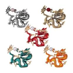 Emaille-Drachen-Brosche, einzigartige Drachen-Brosche für Damen, chinesischer Drachen-Brosche 2024, neues Schaljahr, Drache, One size von BOWTONG