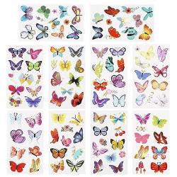 10 Blatt Temporäre Schmetterlings Tattoos, 102St Wasserfest Schmetterlings Tattoo Aufkleber Schmetterlings Tattoo für Kinder Frauen Geburtstagsfeier Tägliches Make-up (Gemischte Muster) von BOXOB