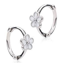 2 Stück Ohrringe Sterling Silber 925 Creolen, Niedlich Gänseblümchen Creolen Leicht Knorpel-Ohrringe Blumen-Creolen für Frauen Mädchen von BOXOB