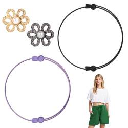 BOXOB 2 Stk Verstellbare Crop Tuck Band mit 2 Stk Jeans Knopfnadeln für Lose Jeans, Verstellbare Elastische Tuck Band Crop Tuck Gürtel zum Zuschneiden von T-Shirts Crop Strap Tops DIY-Kleidung(M) von BOXOB