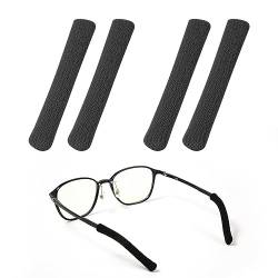 BOXOB 4 Stück Brillenbügelspitzen Ärmelhalter, Upgrade aus Weichem Strick Baumwollstoff Brillenbügelspitzen Brillenbügelpolster für Sonnenbrillen Brillen Lesebrillen (Schwarz) von BOXOB