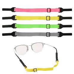 BOXOB 4 Stück Verstellbare Brillenbänder, Silikon-Sonnenbrillenband, universelles Brillenband, Brillenband, Zubehör für Brillen, Sonnenbrillen (Hellgrün, Rosa, Grau, Gelb) von BOXOB