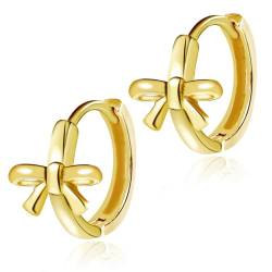 Schleifen Creolen, Goldene Schleife Creolen Zierliche Schleifen Ohrringe Stilvolle Runde Durchbohrte Ohrringe Schleifen Schmuckgeschenk für Frauen und Mädchen von BOXOB