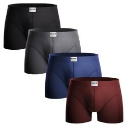 BOXR Underwear Klassiker Herren Bambus Boxershorts 4er Pack Weich Atmungsaktiv und Umweltfreundlich Perfekte Kombination aus Komfort und Nachhaltigkeit Unterhosen für Männer (S-3XL) von BOXR Underwear